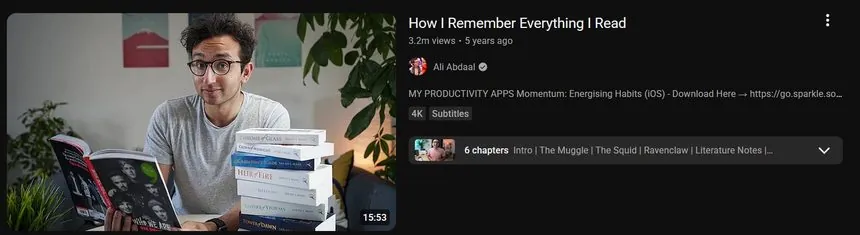 YouTube video: How I Remember Everything I Read